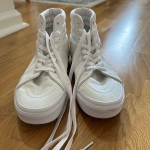 Vans Sk8-Hi Canvas Shoe - White - U.S. Women 8.5